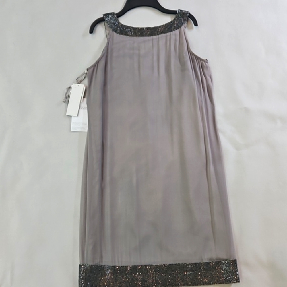NWT! Adrianna Papell Silk Sequin Embellished Mini Dress Size 4 - Picture 6 of 12